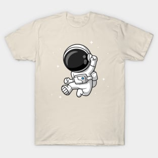 Happy Astronaut Jumping Cartoon T-Shirt